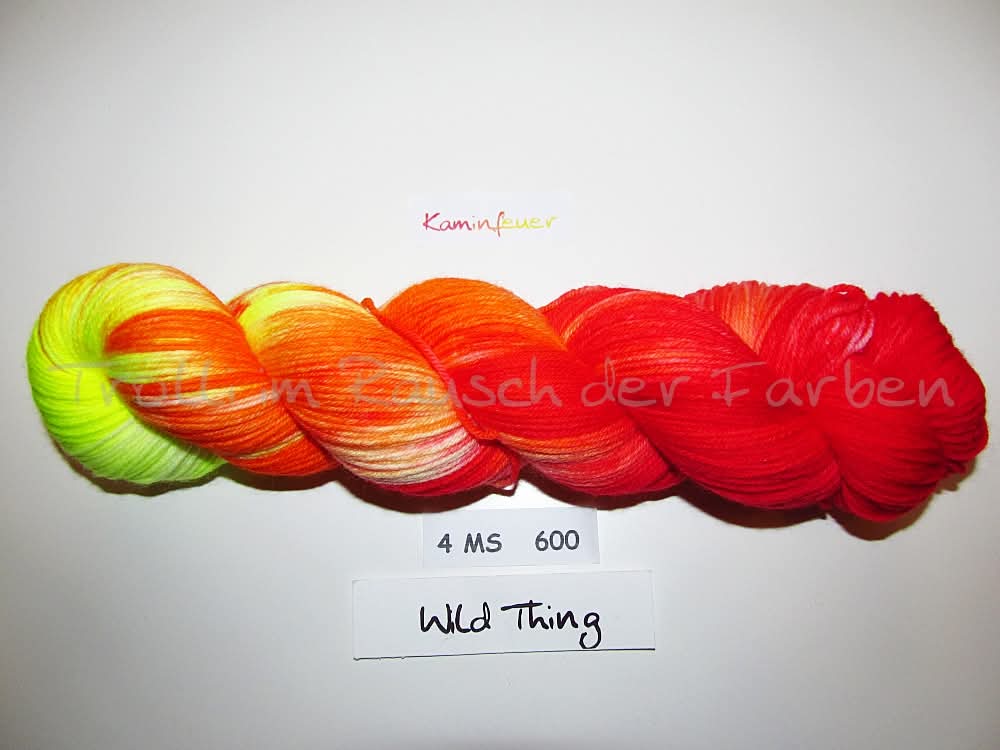 Fine Merino Socks (4FMS), handgefärbte Sockenwolle 4-fach 100g (4MS600) Kaminfeuer