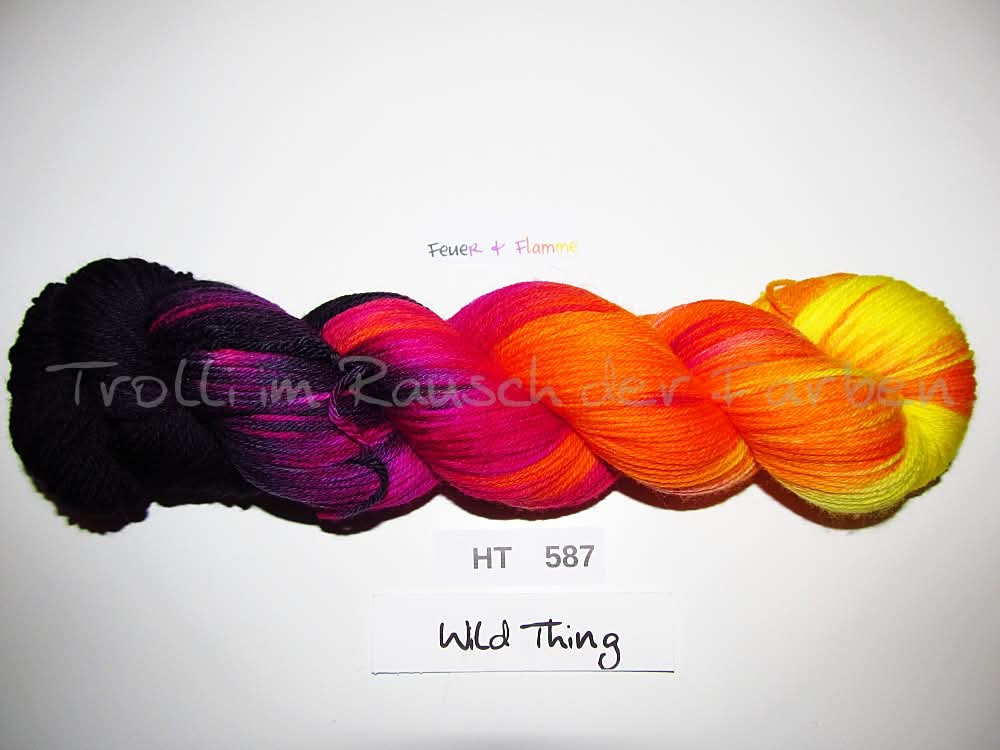 High Twist (4HT), handgefärbte Sockenwolle 4-fach 100g (HT587) Feuer und Flamme