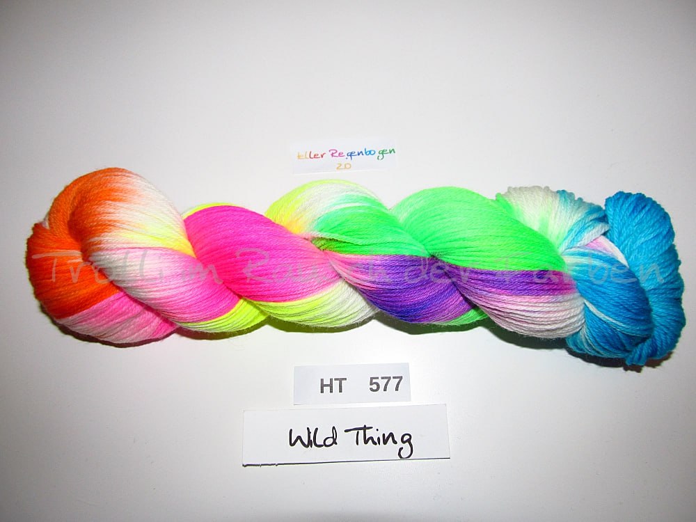 High Twist (4HT), handgefärbte Sockenwolle 4-fach 100g (HT577) Heller Regenbogen