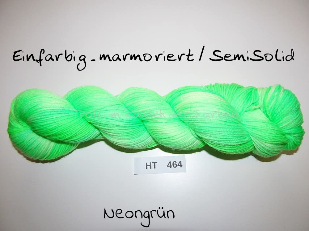 High Twist (4HT), handgefärbte Sockenwolle 4-fach 100g (HT464) "Einfarbig marmoriert - Neongrün"