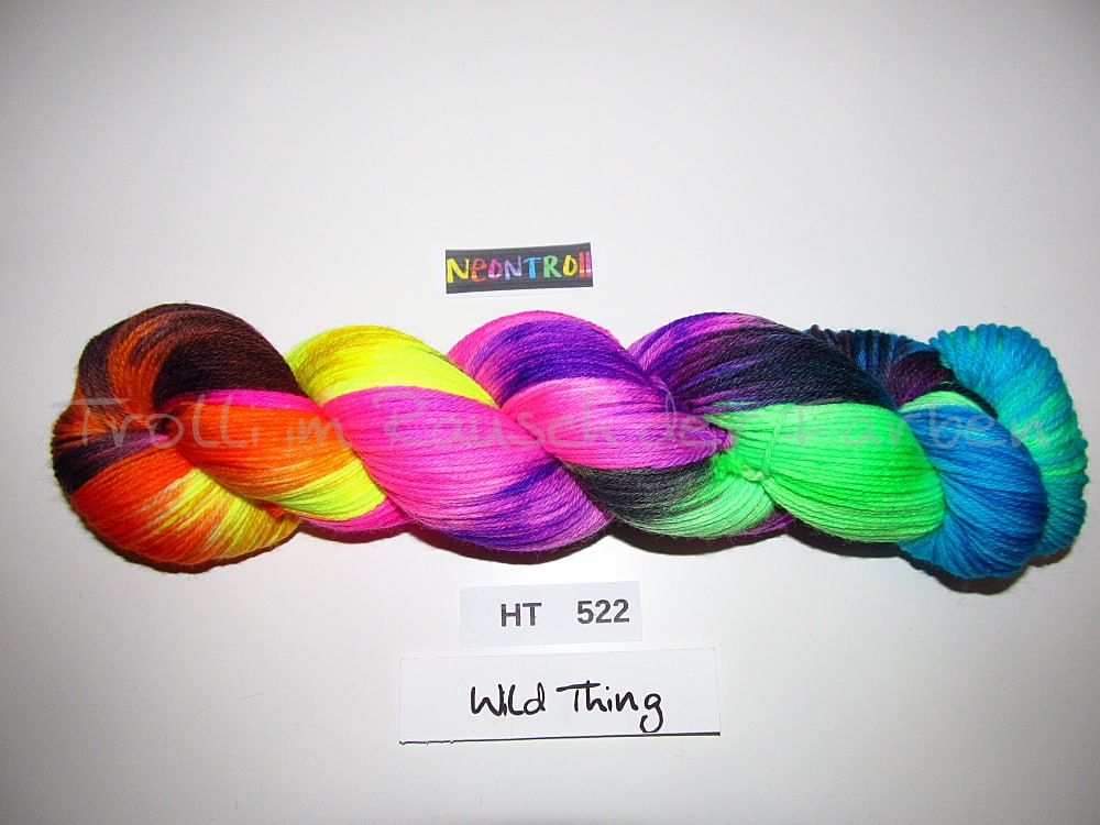 High Twist (4HT), handgefärbte Sockenwolle 4-fach 100g (HT522) "Neontroll"