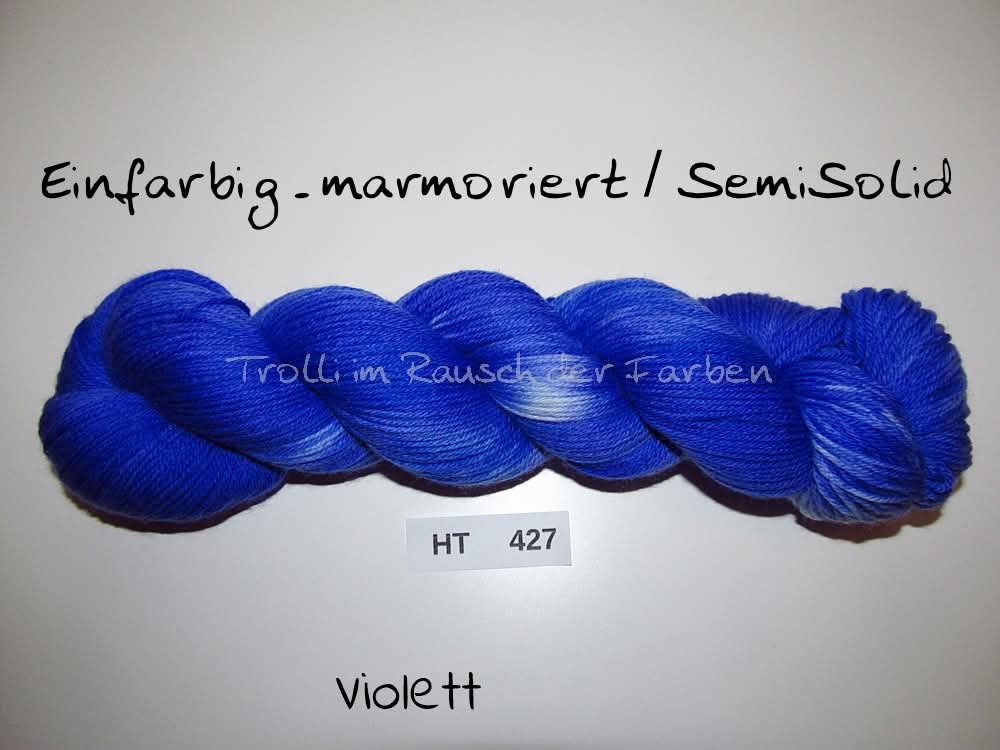 High Twist (4HT), handgefärbte Sockenwolle 4-fach 100g (HT427) "Einfarbig marmoriert - Violett"
