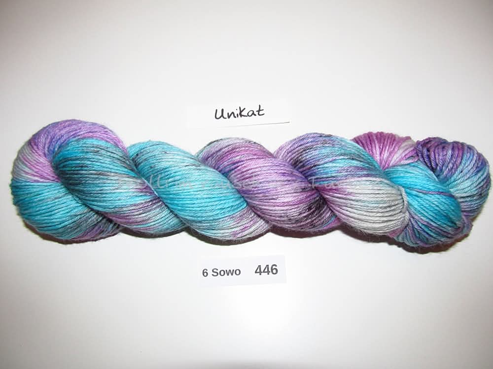 Handgefärbte Sockenwolle (6Sowo) 6-fach 100g (6Sowo446) "Unikat"