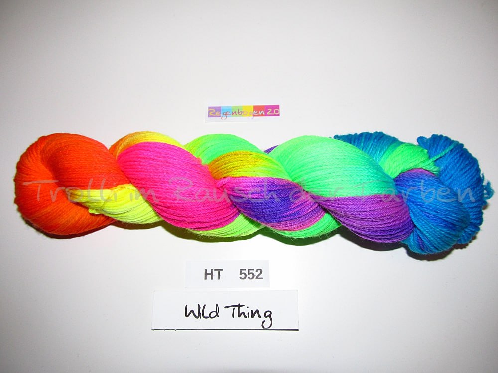 High Twist (4HT), handgefärbte Sockenwolle 4-fach 100g (HT552) "Wilder Regenbogen 2.0"
