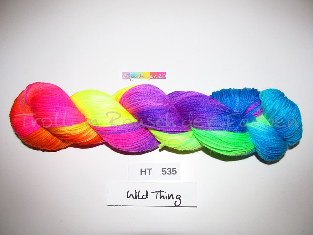High Twist (4HT), handgefärbte Sockenwolle 4-fach 100g (HT535) "Wilder Regenbogen 2.0"