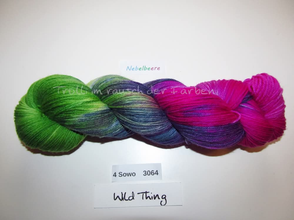 Handgefärbte Sockenwolle (4Sowo) 4-fach 100g (4Sowo3064) "Nebelbeere"