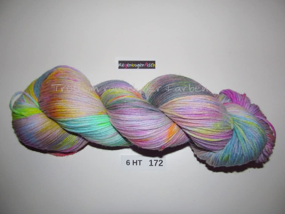 High Twist (6HT), handgefärbte Sockenwolle 6-fach 150g (6HT172) "Regenbogenfisch"