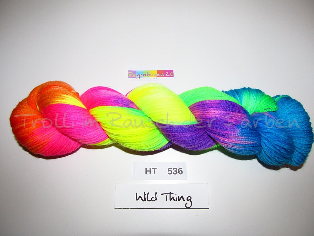 High Twist (4HT), handgefärbte Sockenwolle 4-fach 100g (HT536) "Wilder Regenbogen 2.0"