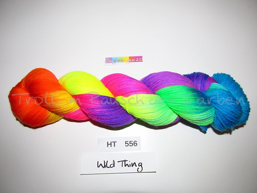 High Twist (4HT), handgefärbte Sockenwolle 4-fach 100g (HT556) "Wilder Regenbogen 2.0"