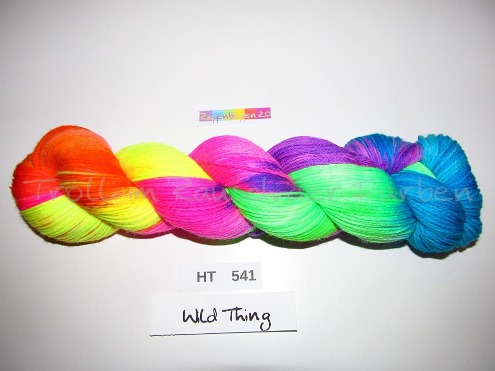 High Twist (4HT), handgefärbte Sockenwolle 4-fach 100g (HT541) "Wilder Regenbogen 2.0"