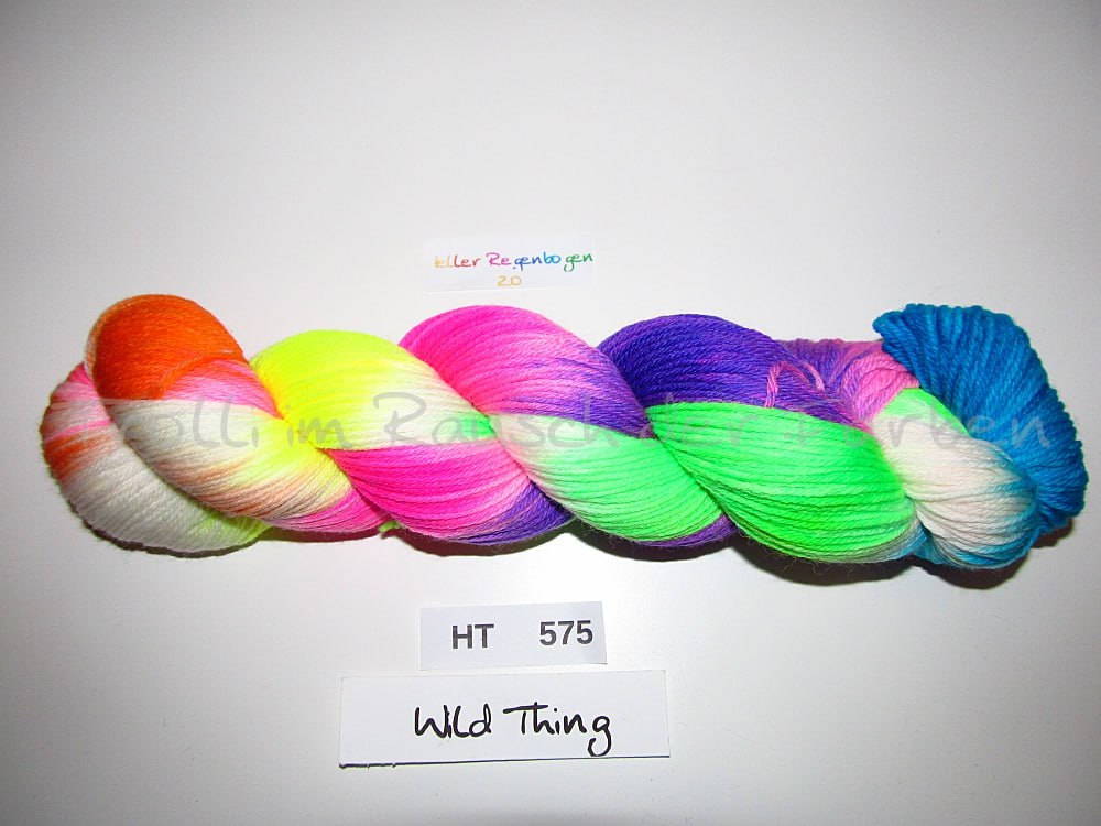High Twist (4HT), handgefärbte Sockenwolle 4-fach 100g (HT575) Heller Regenbogen