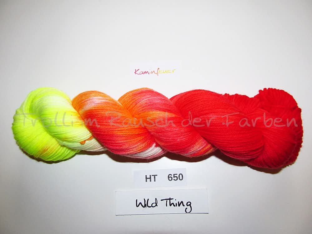 High Twist (4HT), handgefärbte Sockenwolle 4-fach 100g (HT650) Kaminfeuer