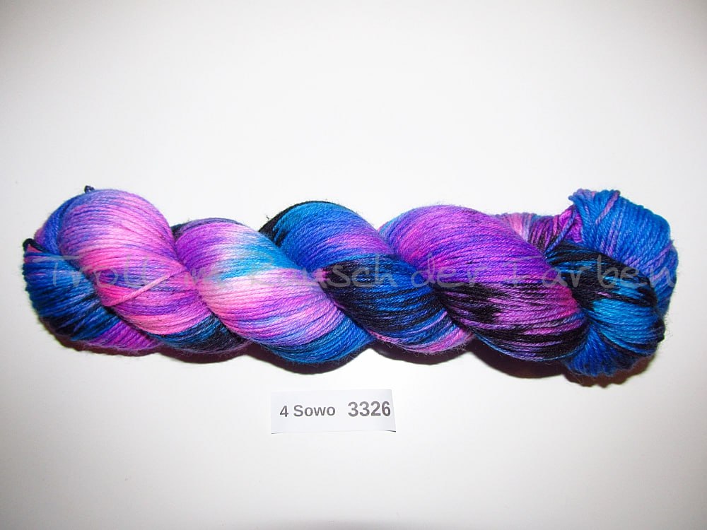 Handgefärbte Sockenwolle (4Sowo) 4-fach 100g (4Sowo3326)