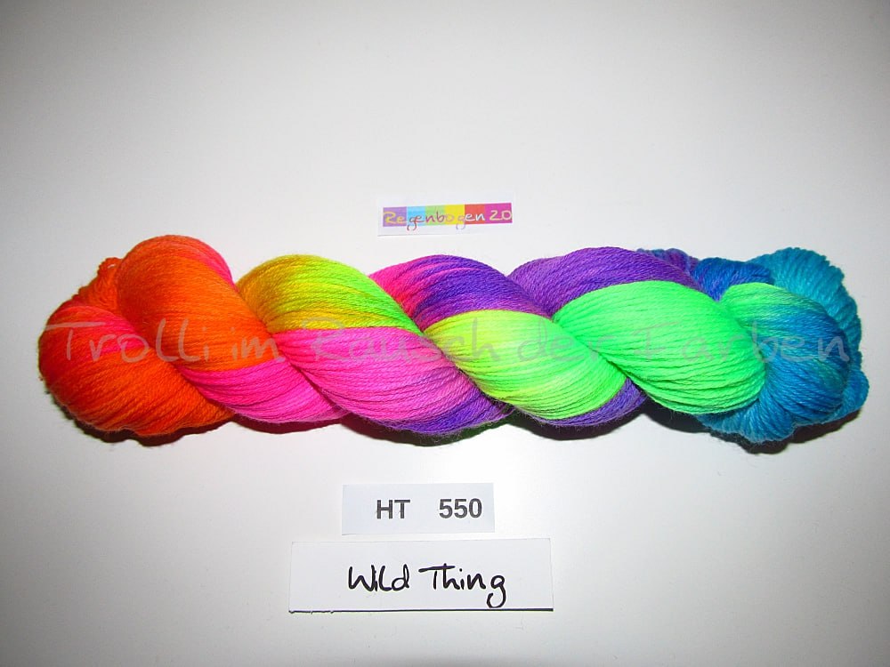 High Twist (4HT), handgefärbte Sockenwolle 4-fach 100g (HT550) "Wilder Regenbogen 2.0"