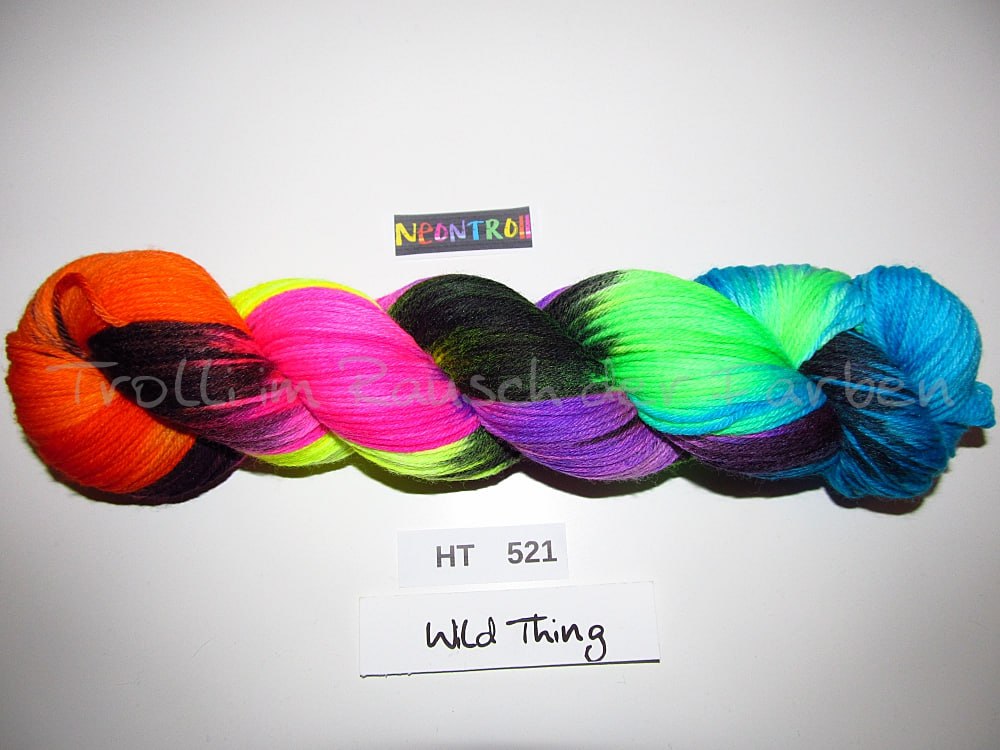High Twist (4HT), handgefärbte Sockenwolle 4-fach 100g (HT521) "Neontroll"