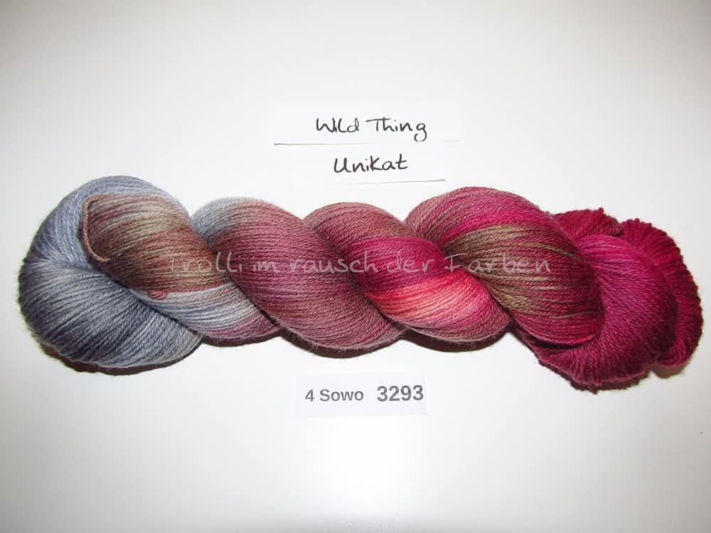 Handgefärbte Sockenwolle (4Sowo) 4-fach 100g