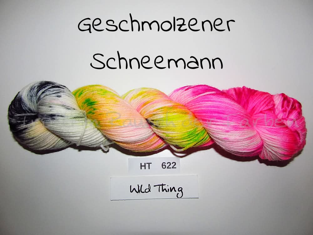 High Twist (4HT), handgefärbte Sockenwolle 4-fach 100g (HT622) Geschmolzener Schneemann