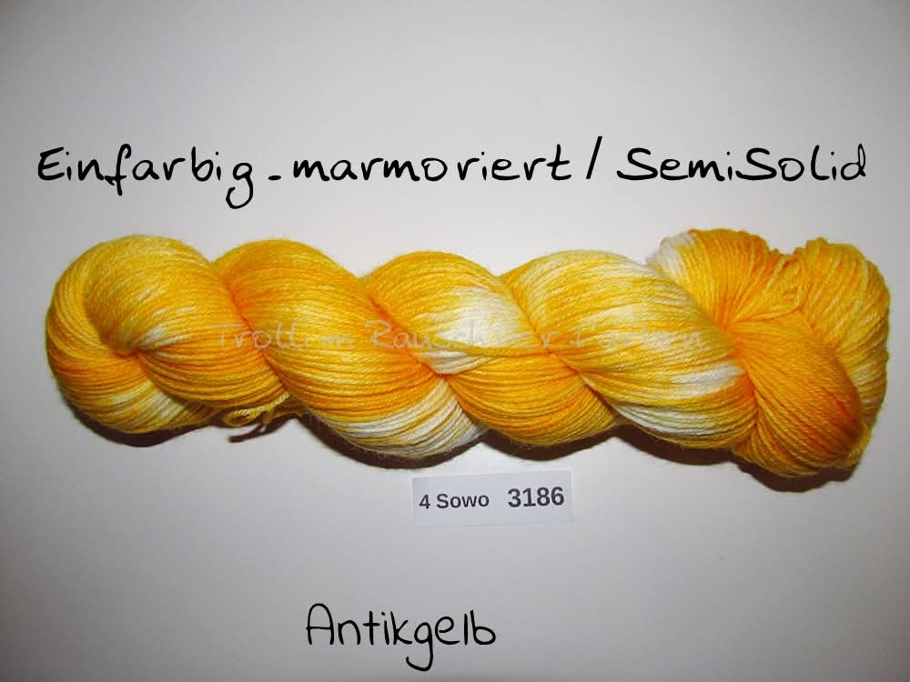 Handgefärbte Sockenwolle (4Sowo) 4-fach 100g