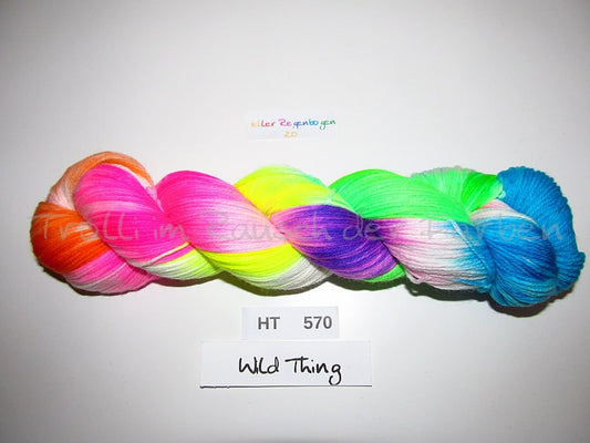 High Twist (4HT), handgefärbte Sockenwolle 4-fach 100g (HT570) "Heller Regenbogen"