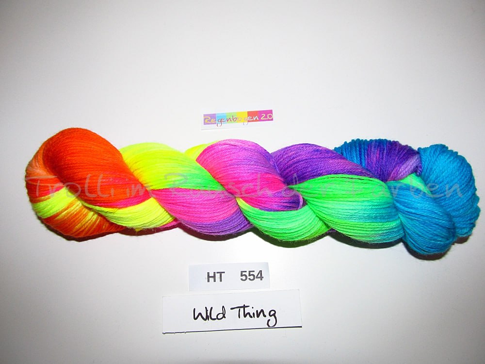 High Twist (4HT), handgefärbte Sockenwolle 4-fach 100g (HT554) "Wilder Regenbogen 2.0"