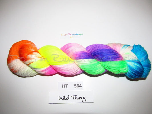 High Twist (4HT), handgefärbte Sockenwolle 4-fach 100g (HT564) "Heller Regenbogen"
