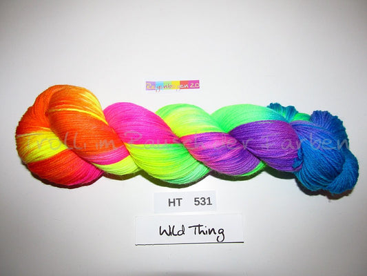 High Twist (4HT), handgefärbte Sockenwolle 4-fach 100g (HT531) "Wilder Regenbogen 2.0"