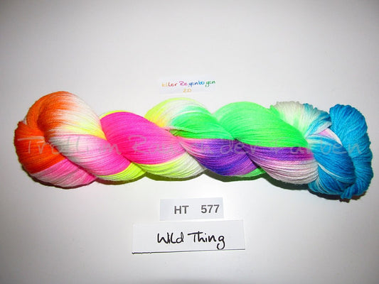 High Twist (4HT), handgefärbte Sockenwolle 4-fach 100g (HT577) Heller Regenbogen