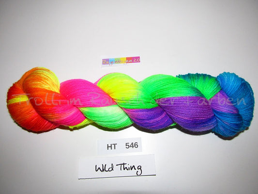 High Twist (4HT), handgefärbte Sockenwolle 4-fach 100g (HT546) "Wilder Regenbogen 2.0"