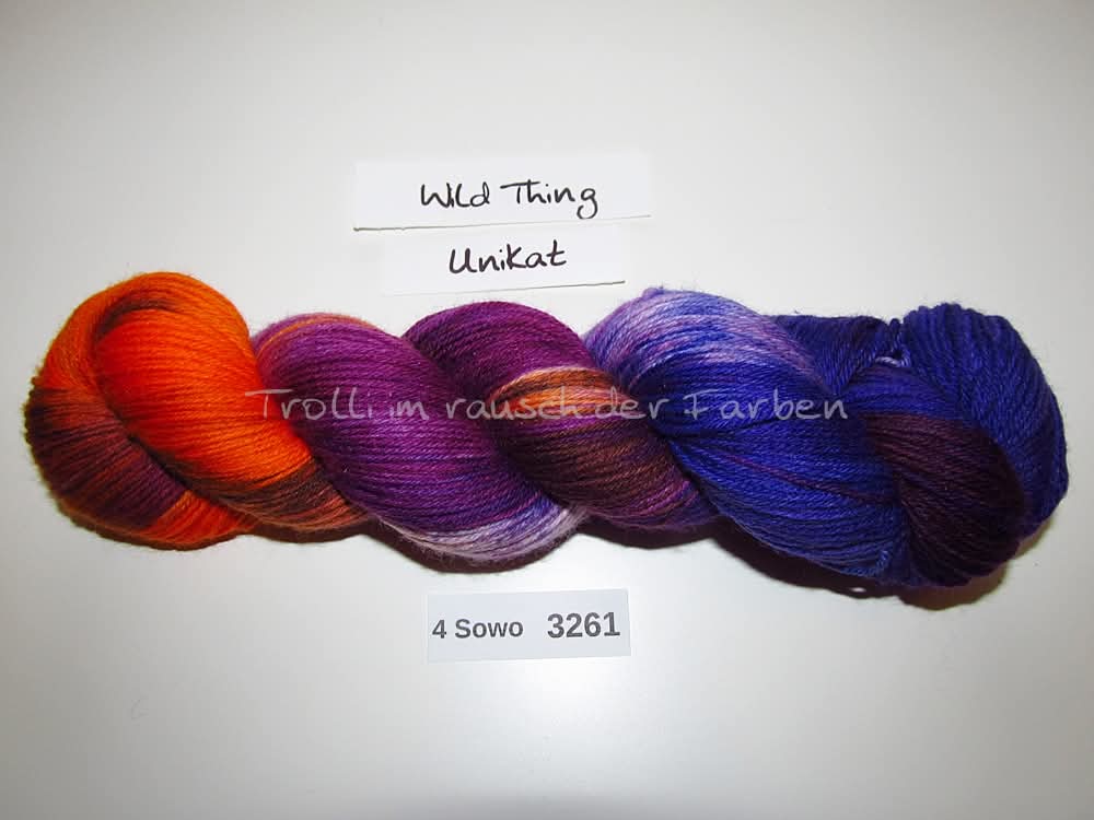 Handgefärbte Sockenwolle (4Sowo) 4-fach 100g (4Sowo3261) "Unikat"