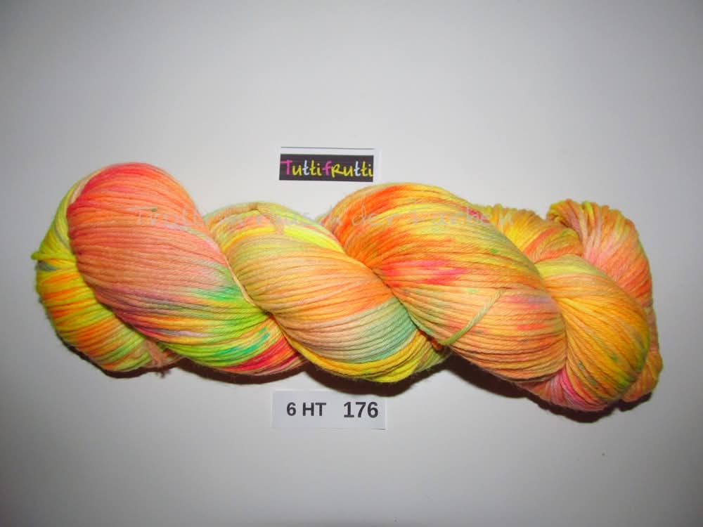 High Twist (6HT), handgefärbte Sockenwolle 6-fach 150g (6HT176) "Tuttifrutti"