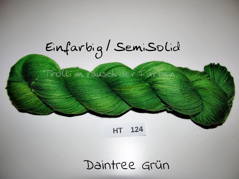 High Twist (4HT), handgefärbte Sockenwolle 4-fach 100g (HT124) "Einfarbig marmoriert - Daintree Grün"