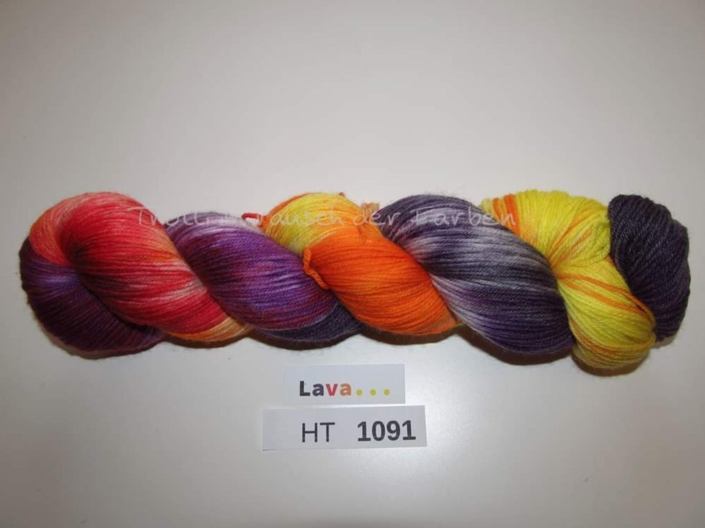 High Twist (4HT), handgefärbte Sockenwolle 4-fach 100g (HT1091) "Lava"