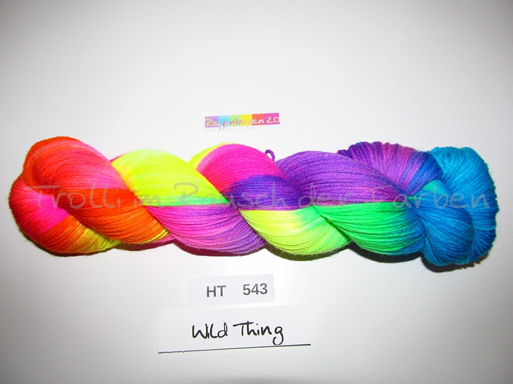 High Twist (4HT), handgefärbte Sockenwolle 4-fach 100g (HT543) "Wilder Regenbogen 2.0"