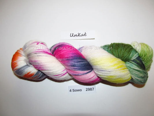 Handgefärbte Sockenwolle (4Sowo) 4-fach 100g