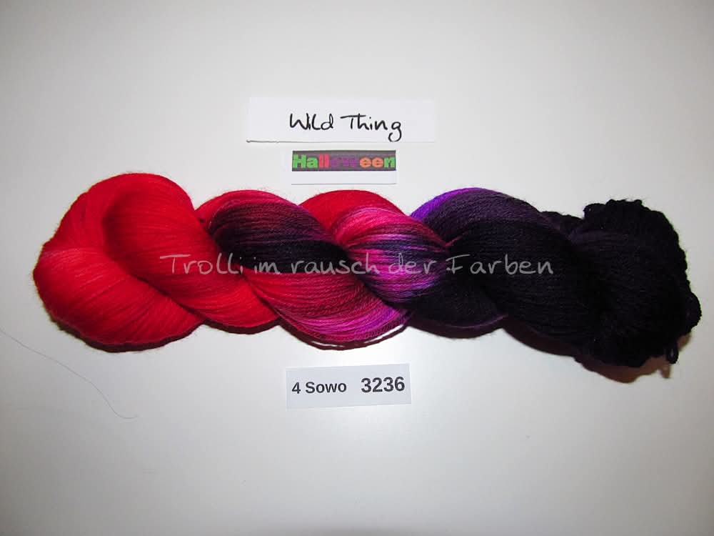 Handgefärbte Sockenwolle (4Sowo) 4-fach 100g (4Sowo3236) "Halloween"
