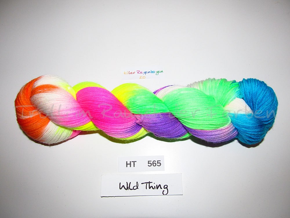 High Twist (4HT), handgefärbte Sockenwolle 4-fach 100g (HT565) "Heller Regenbogen"