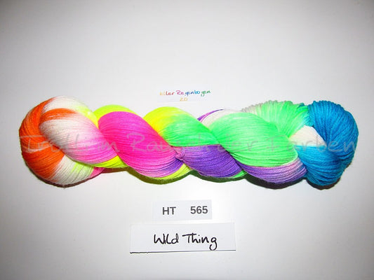 High Twist (4HT), handgefärbte Sockenwolle 4-fach 100g (HT565) "Heller Regenbogen"