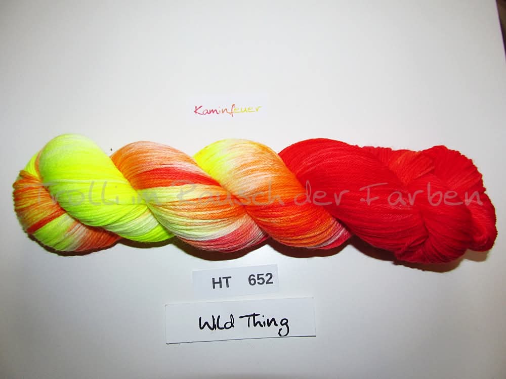High Twist (4HT), handgefärbte Sockenwolle 4-fach 100g (HT652) Kaminfeuer