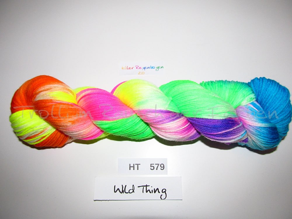 High Twist (4HT), handgefärbte Sockenwolle 4-fach 100g (HT579) Heller Regenbogen