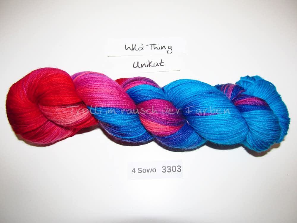 Handgefärbte Sockenwolle (4Sowo) 4-fach 100g (4Sowo3303) "Unikat"