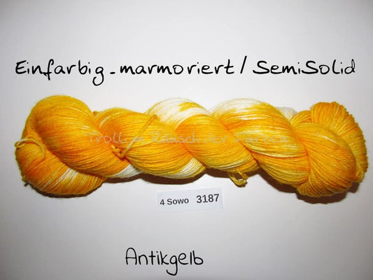 Handgefärbte Sockenwolle (4Sowo) 4-fach 100g