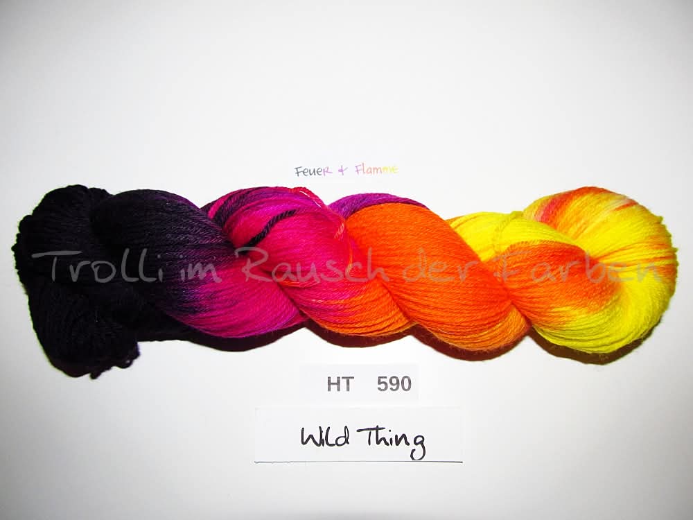 High Twist (4HT), handgefärbte Sockenwolle 4-fach 100g (HT590) Feuer und Flamme