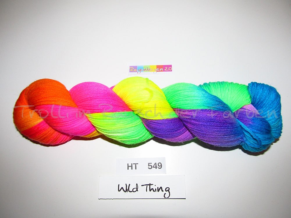 High Twist (4HT), handgefärbte Sockenwolle 4-fach 100g (HT549) "Wilder Regenbogen 2.0"