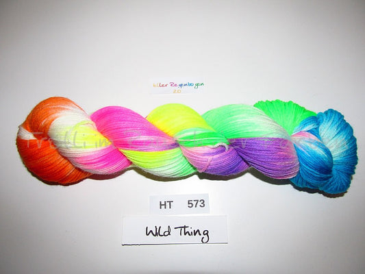 High Twist (4HT), handgefärbte Sockenwolle 4-fach 100g (HT573) "Heller Regenbogen"