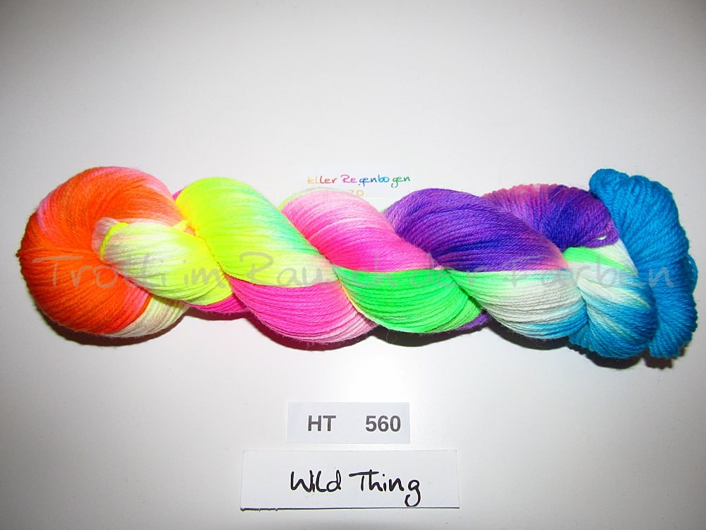 High Twist (4HT), handgefärbte Sockenwolle 4-fach 100g (HT560) "Heller Regenbogen"
