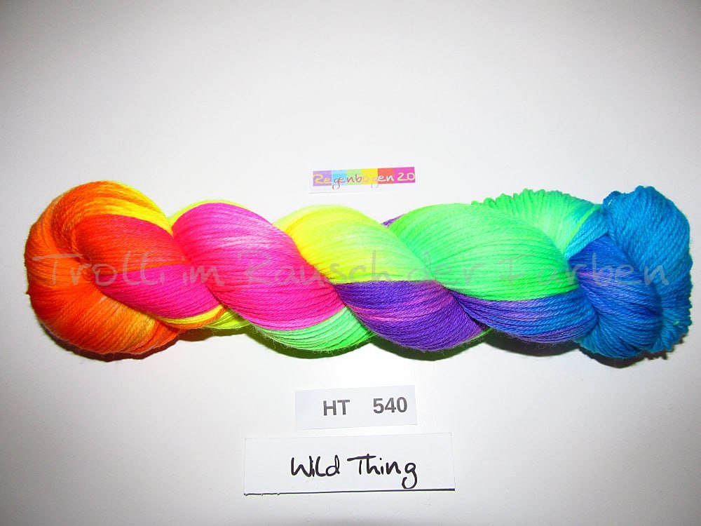High Twist (4HT), handgefärbte Sockenwolle 4-fach 100g (HT540) "Wilder Regenbogen 2.0"