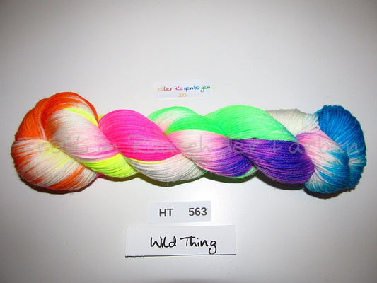 High Twist (4HT), handgefärbte Sockenwolle 4-fach 100g (HT563) "Heller Regenbogen"