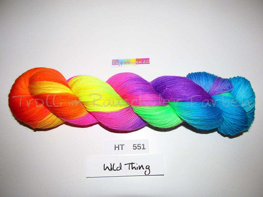 High Twist (4HT), handgefärbte Sockenwolle 4-fach 100g (HT551) "Wilder Regenbogen 2.0"
