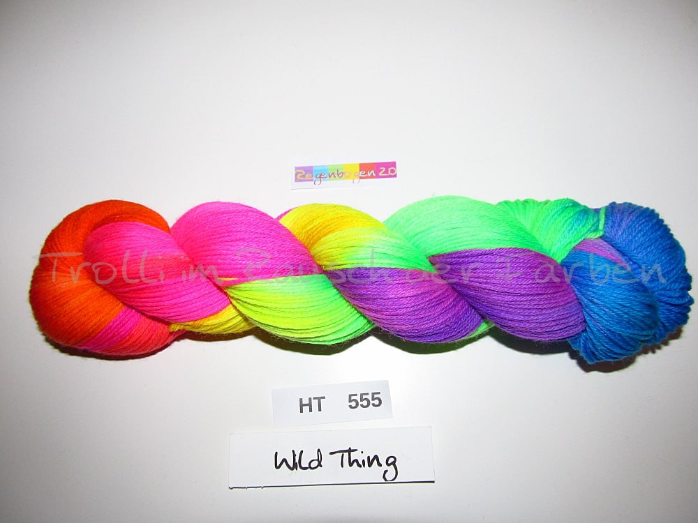 High Twist (4HT), handgefärbte Sockenwolle 4-fach 100g (HT555) "Wilder Regenbogen 2.0"