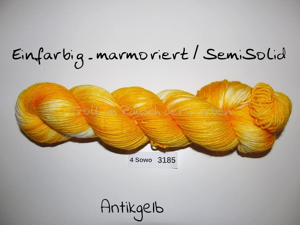 Handgefärbte Sockenwolle (4Sowo) 4-fach 100g